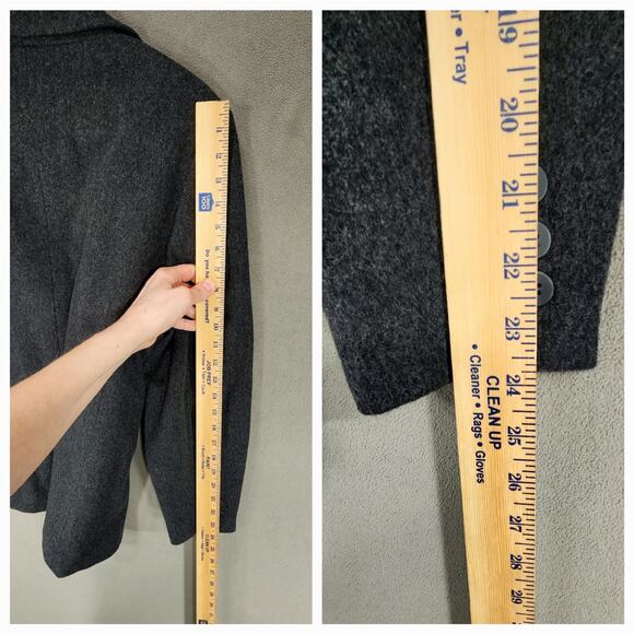 Vtg Eddie Bauer Blazer L Petite Women Wool Angora Menswear Style Oversized Gray - Picture 7 of 14